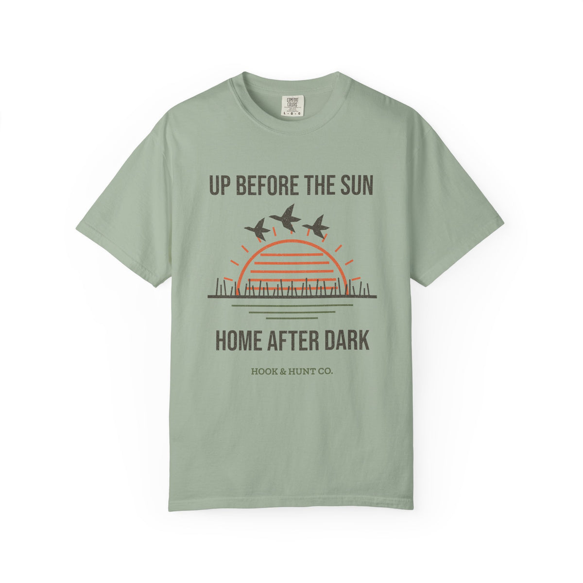 Up Before the Sun, Home After Dark Tee - Bay front | Hook & Hunt Co.