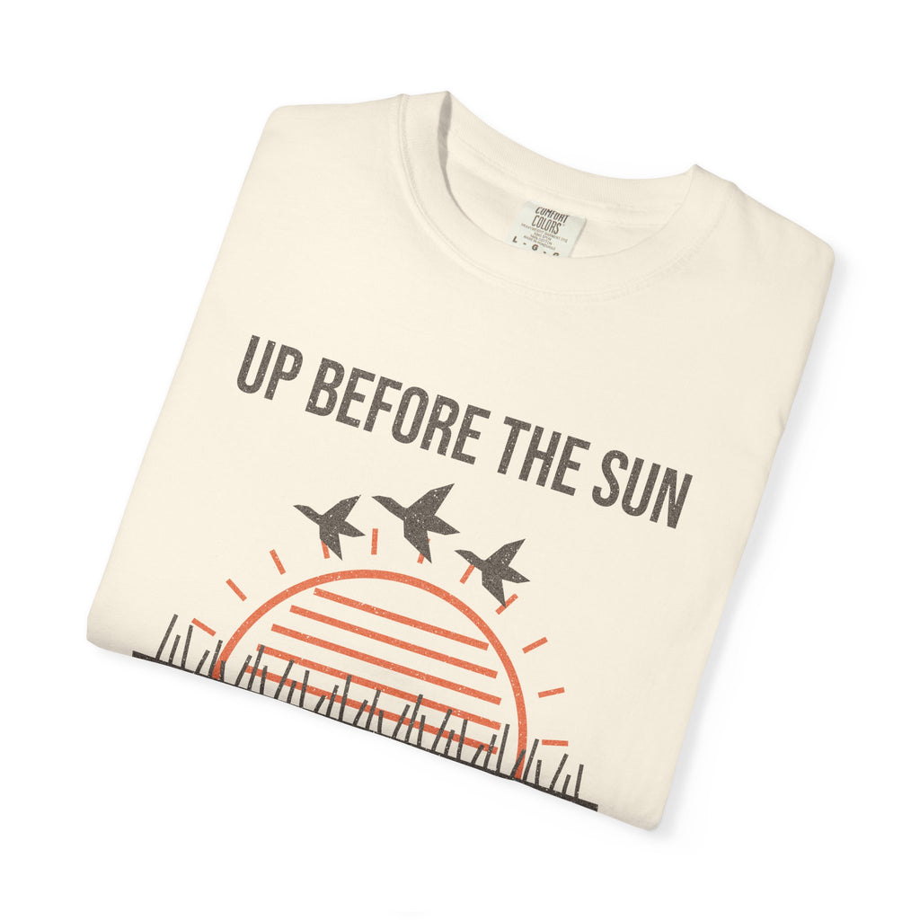 Up Before the Sun, Home After Dark Tee - Ivory folded | Hook & Hunt Co.