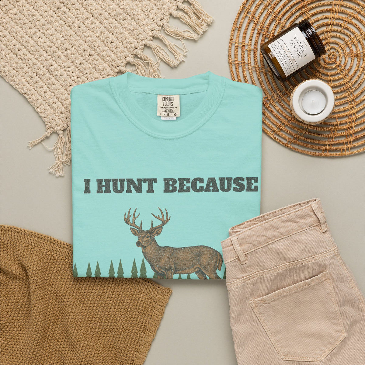 I Hunt Because Therapy Is Expensive Tee - Chalky Mint lifestyle | Hook & Hunt Co.