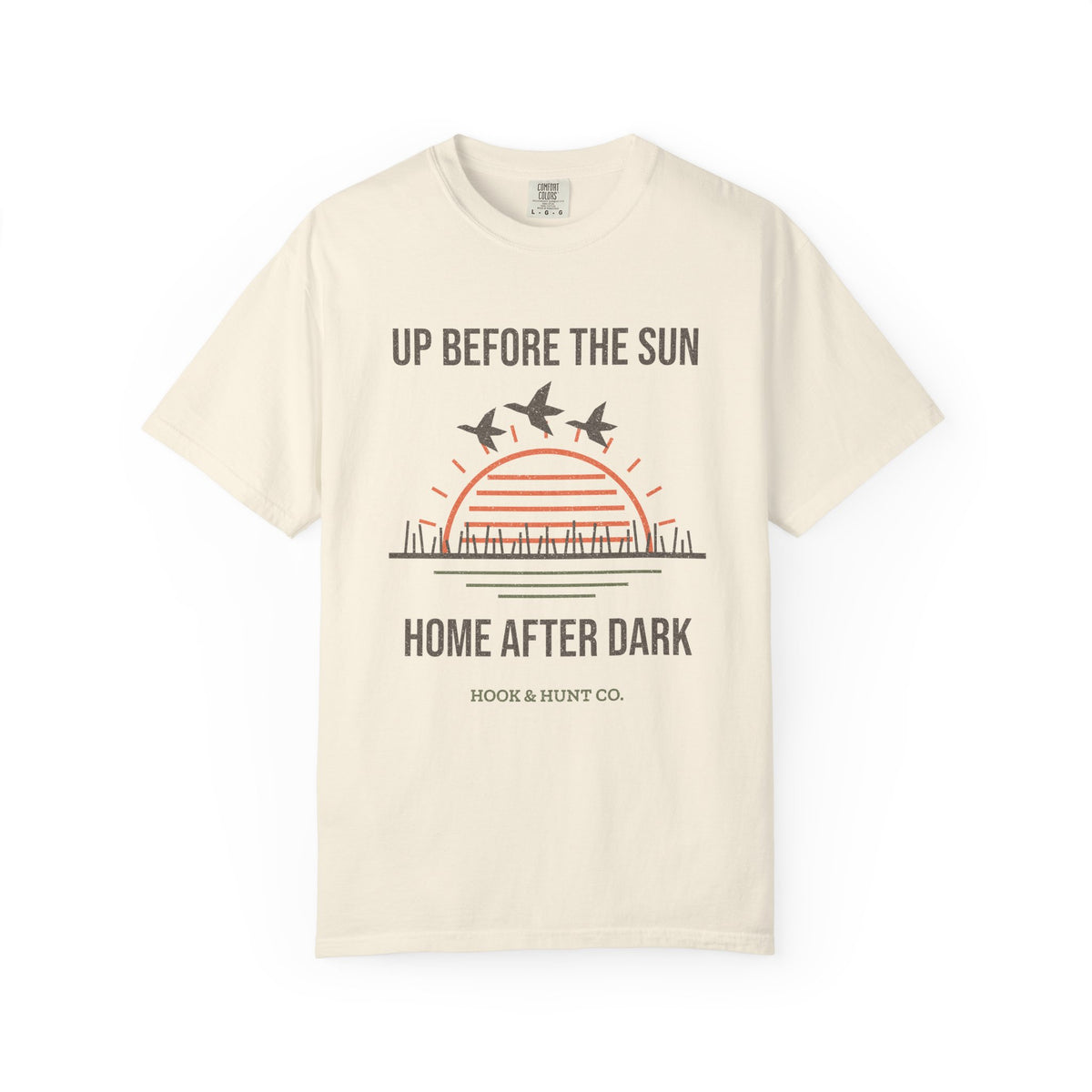 Up Before the Sun, Home After Dark Tee - Ivory front | Hook & Hunt Co.