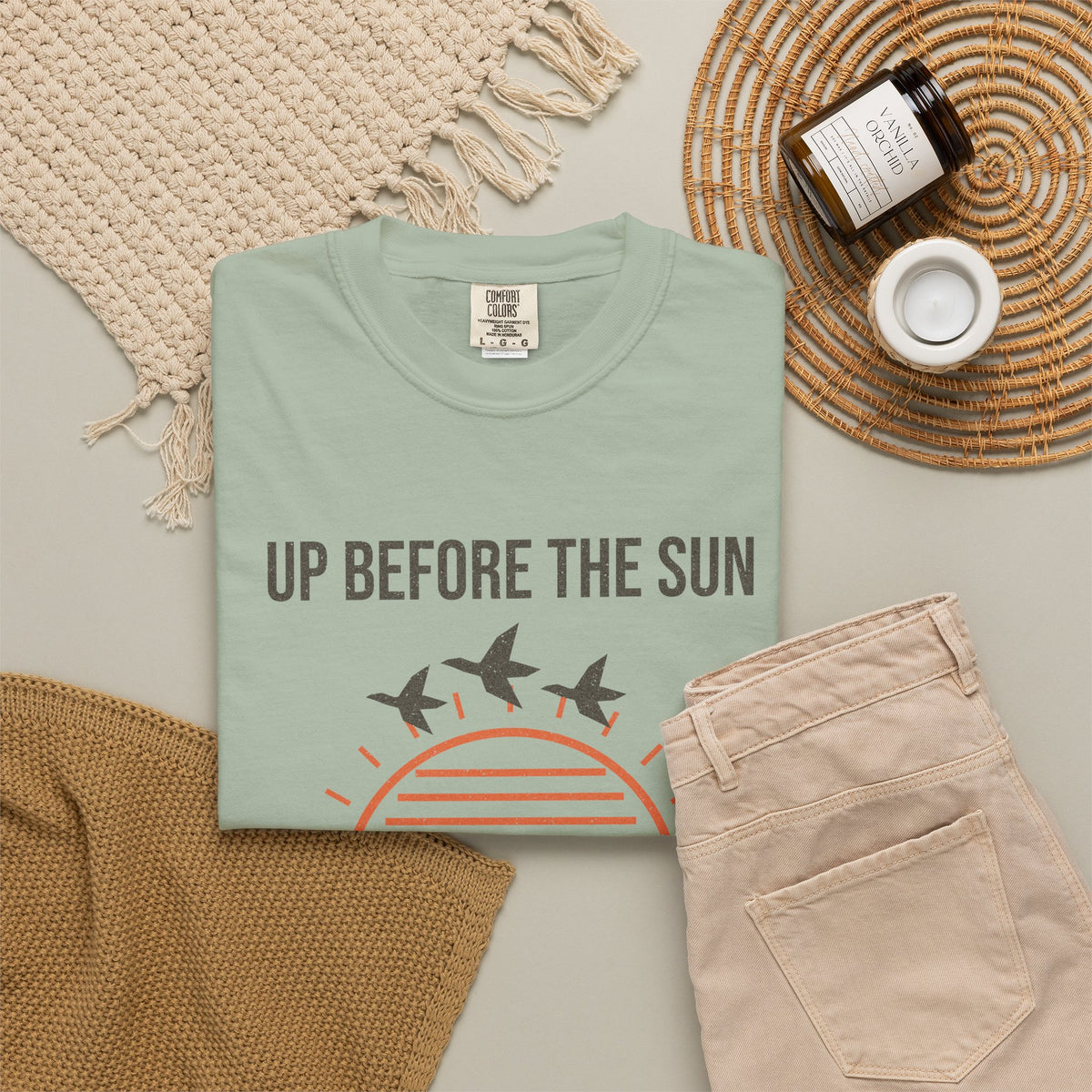 Up Before the Sun, Home After Dark Tee - Bay lifestyle | Hook & Hunt Co.